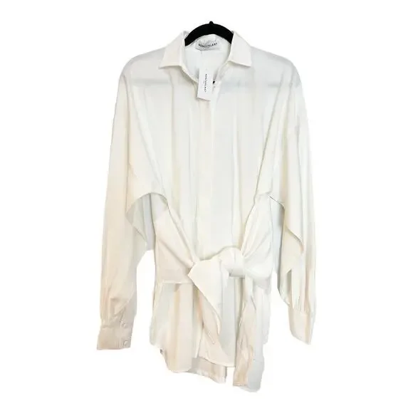 NONCHALANTLable Dafne Tie Front Dress Off White Women's Size S NWT